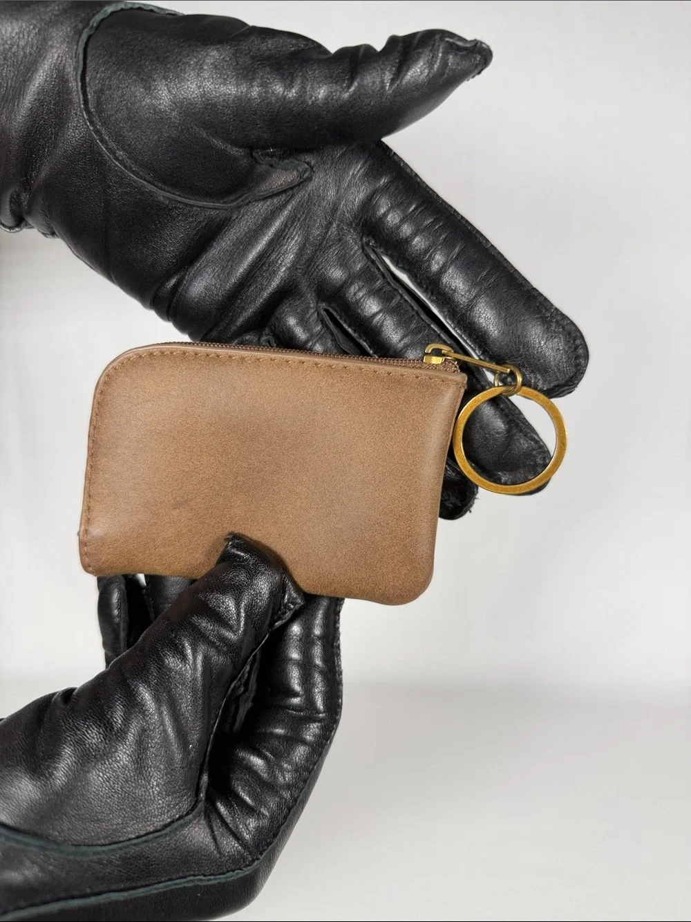Brandy Melville Brown Leather Zip Coin Pouch - Minimal Wallet